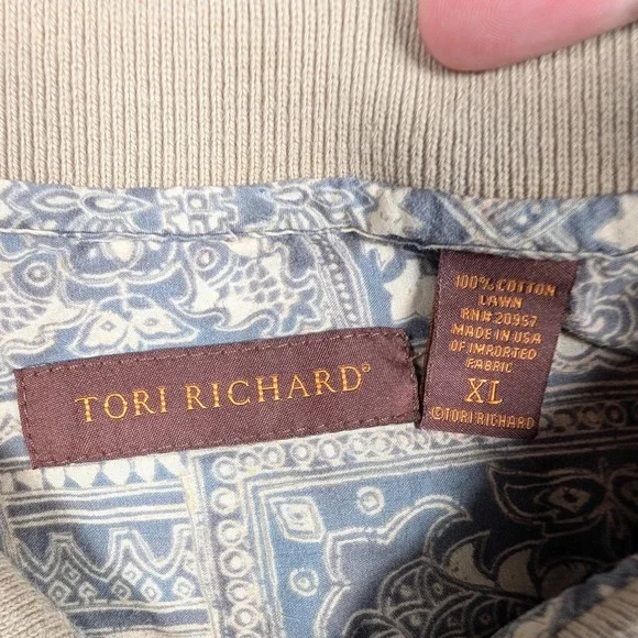 Tori Richard Polo Shirt Mens XL Hawaiian Geometric Tiki Resort Beach USA Made - Picture 3 of 7